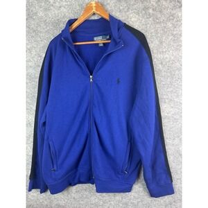 Vintage Polo Ralph Lauren Jacket Mens 2XL Colorblock Zip Striped Track Blue 90s